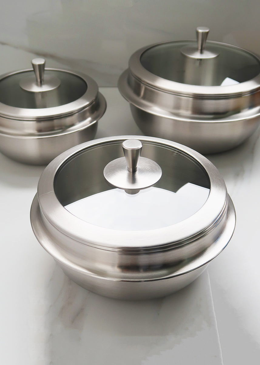 Metal serving discount dishes with lids