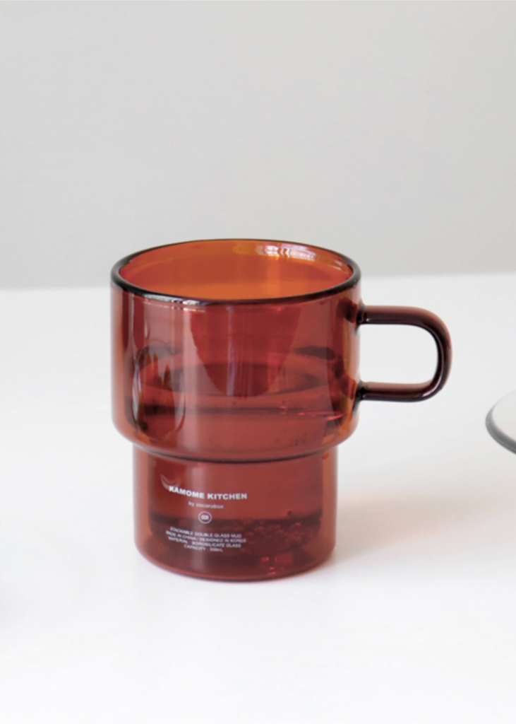 [Kamome Kitchen] Stackable Double Glass Mug (300ml)